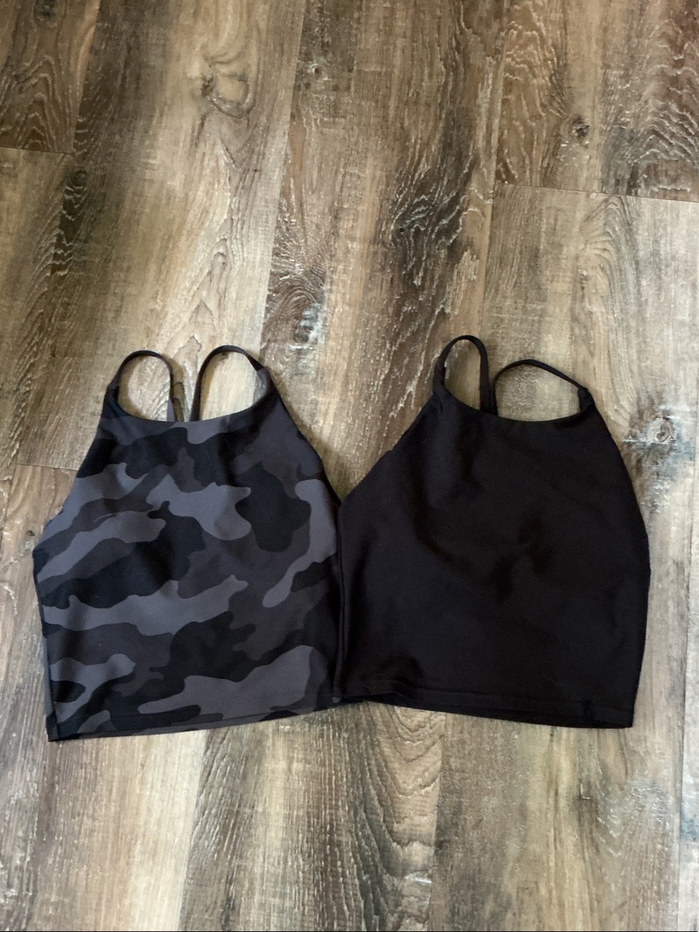 Old Navy Power Soft Black & Gray Camo High-Neck Sports Bras (2-Pack)